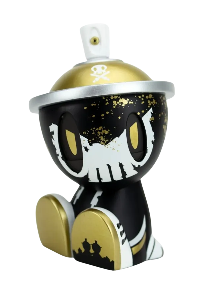 Battle Damaged Lil Qwiky Gold Signed Canbot Canz Art Toy by Quiccs x Czee13